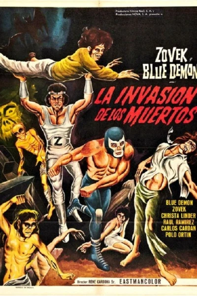 Blue Demon y Zovek en La invasión de los muertos